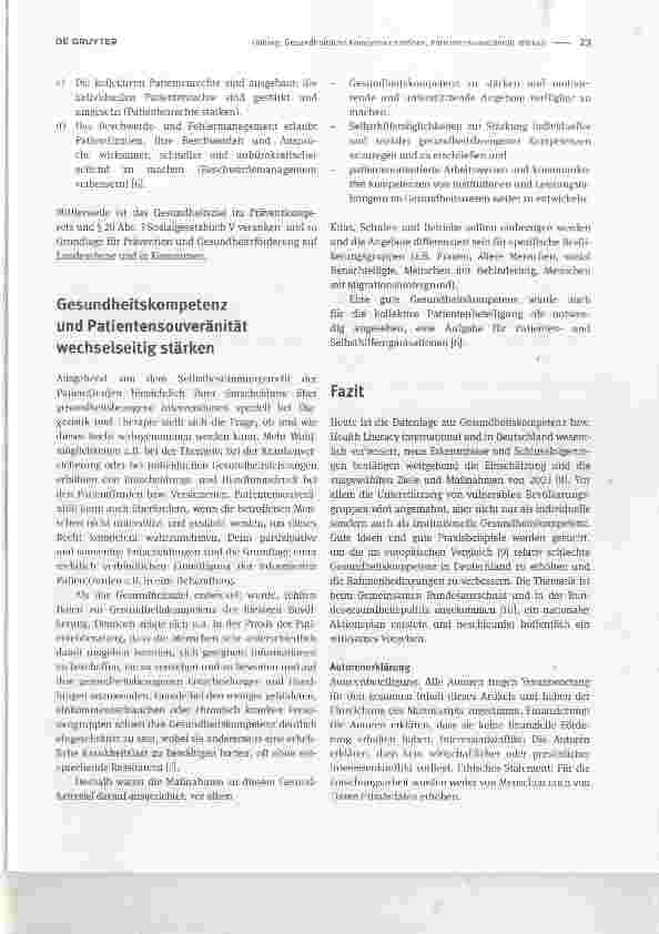 Vorschauseite 2: Gesundheitliche Kompetenz erhöhen, Patientensouveränität stärkenIncrease health literacy, strengthen patients sovereignty
