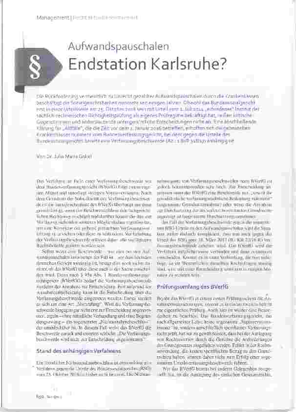 Vorschauseite 1: Aufwandspauschalen Endstation Karlsruhe?