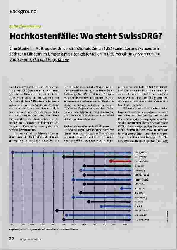 Vorschauseite 1: Hochkostenfälle: Wo steht SwissDRG?