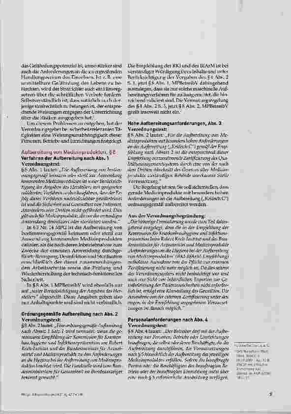 Vorschauseite 4: Die neue Medizinprodukte- Betreiberverordnung, Teil 4