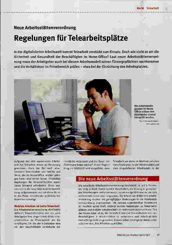 Vorschauseite 1: Regelungen für Telearbeitsplätze