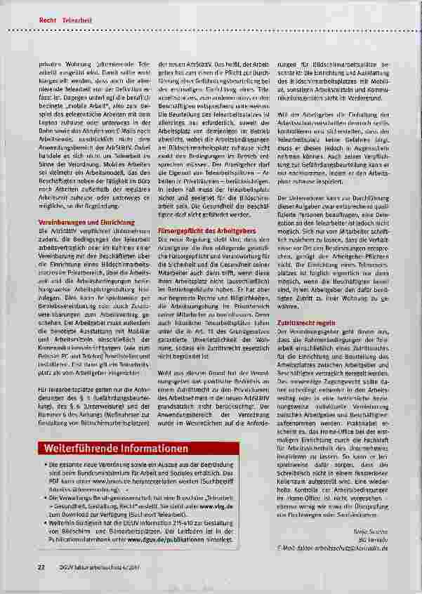 Vorschauseite 2: Regelungen für Telearbeitsplätze
