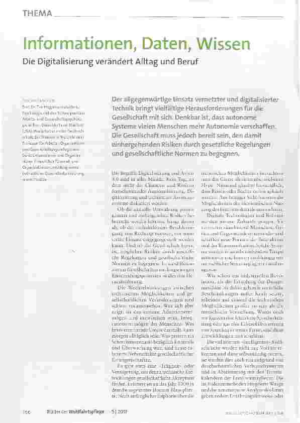 Vorschauseite 1: Informationen, Daten, Wissen Die Digitalisierung verändert Alltag und Beruf