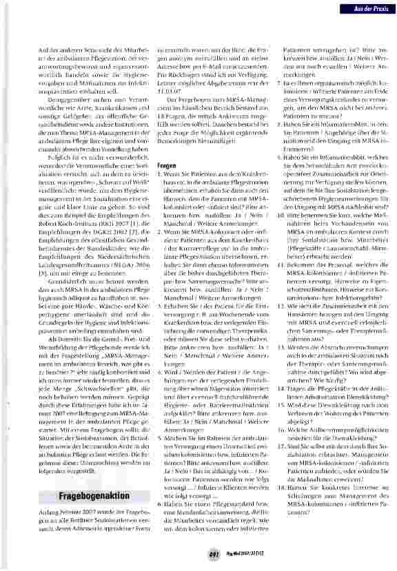 Vorschauseite 2: MRSA-Management in der ambulanten Pflege -ein Erfahrungsbericht