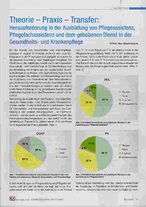 Vorschauseite 1: Herausforderung in der Ausbildung von Pflegeassistenz, Pflegefachassistenz und dem gehobenen Dienst in der Gesundheitsund Krankenpflege