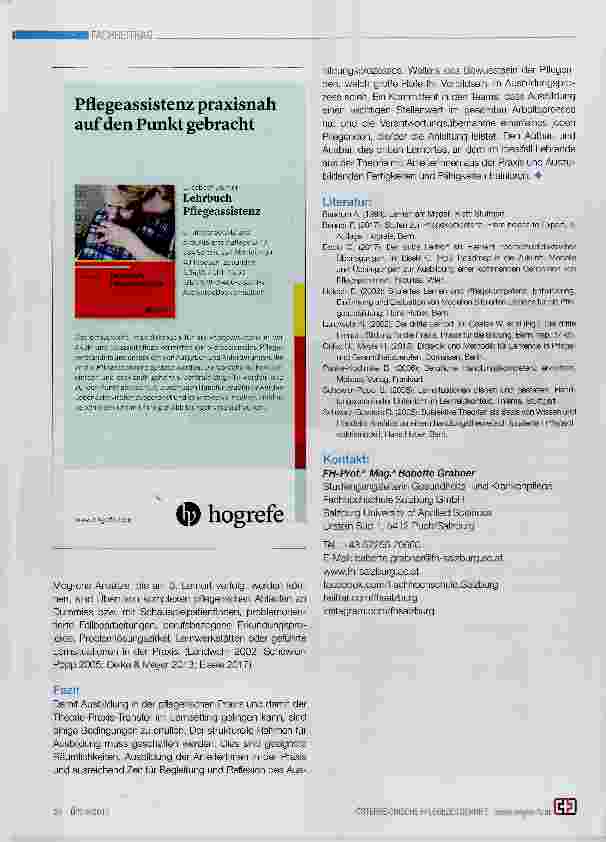 Vorschauseite 4: Herausforderung in der Ausbildung von Pflegeassistenz, Pflegefachassistenz und dem gehobenen Dienst in der Gesundheitsund Krankenpflege