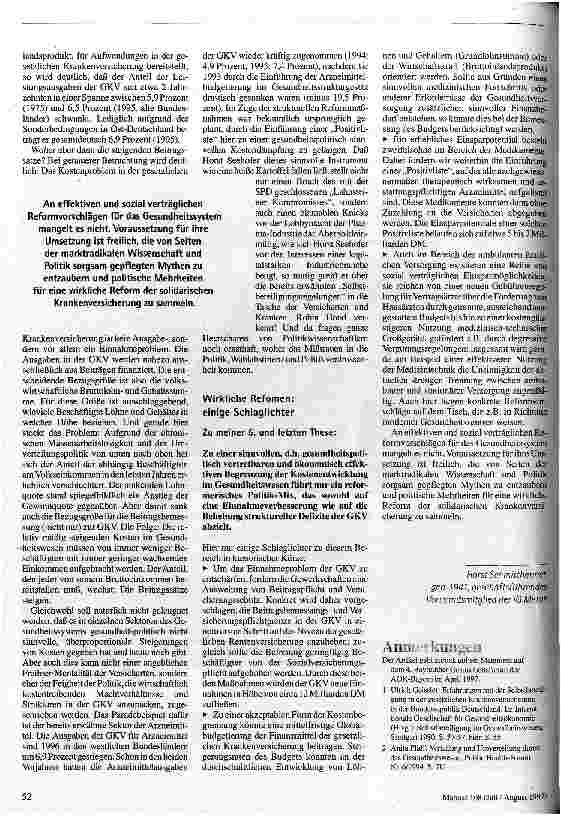 Vorschauseite 5: Zurück hinter Bismarck Selbskostenbeteiligung - Ende der Solidarität