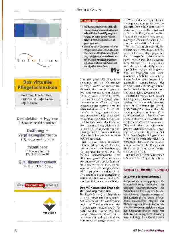 Vorschauseite 2: Die MDK-Qualitätsprüfung aus juristischer Sicht -Teil 2Fehlern vorbeugen