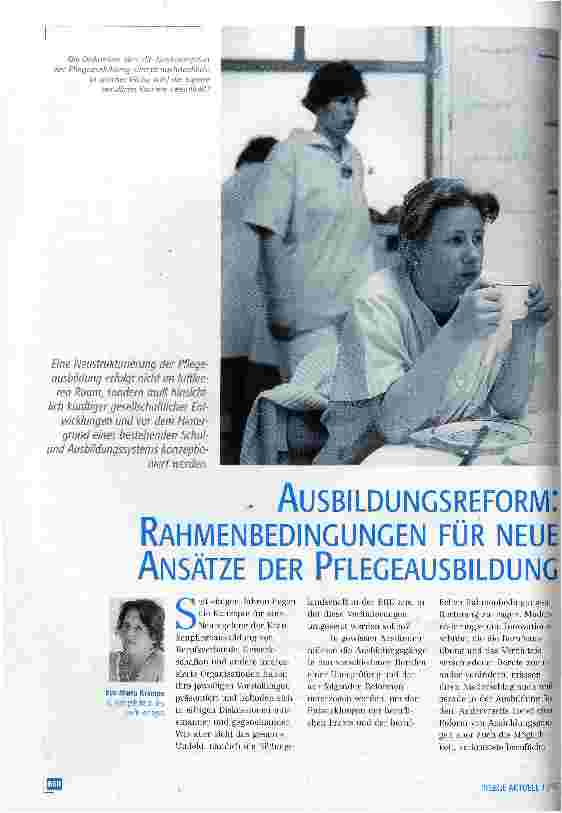 Vorschauseite 1: Ausbildungsreform: Rahmenbedingungen für neue Ansätze der Pflegeausbildung