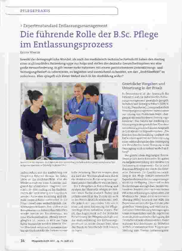 Vorschauseite 1: Die führende Rolle der B. Sc. Pflege im Entlassungsprozess
