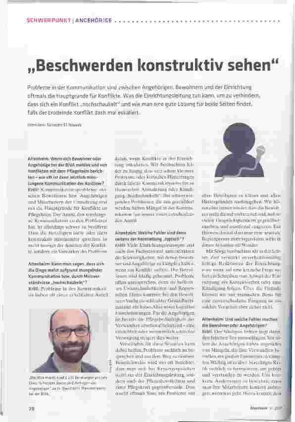 Vorschauseite 1: „Beschwerden konstruktiv sehen“