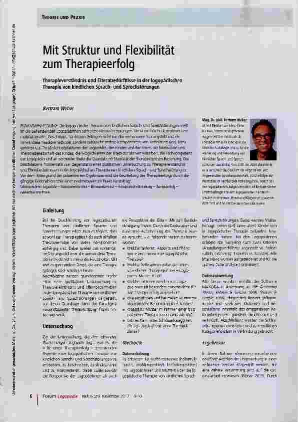 Vorschauseite 1: Mit Struktur und Flexibilität zum Therapieerfolg