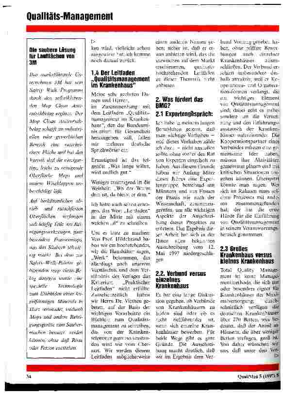 Vorschauseite 3: BMG-Demonstrationsprojekt Qualitätsmanagement im Krankenhaus - was fördert das BMG?