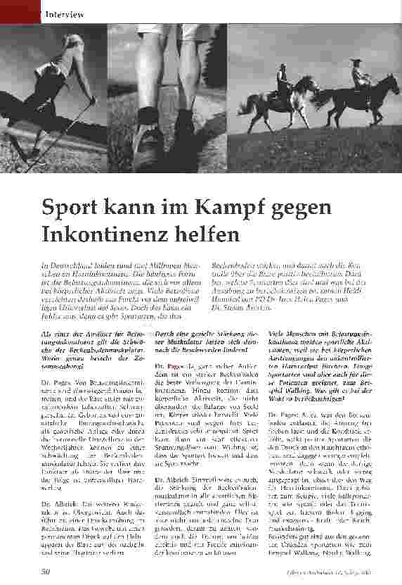 Vorschauseite 1: Sport kann im Kampf gegen Inkontinenz helfen