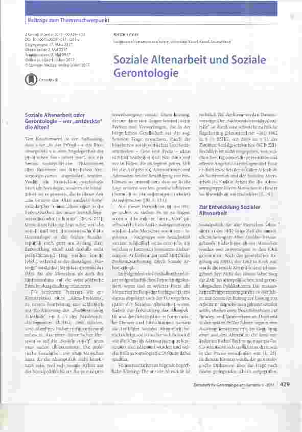 Vorschauseite 1: Soziale Altenarbeit und Soziale Gerontologie