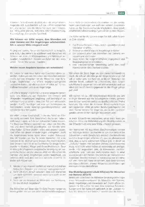 Vorschauseite 2: „Lokale Allianzen für Menschen mit Demenz die Alzheimer-Beratungsstelle in Enger