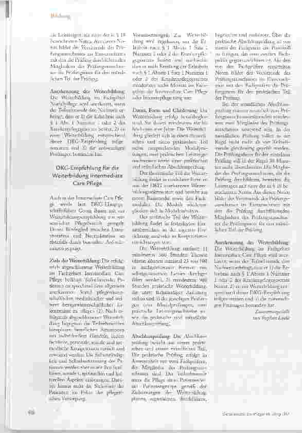 Vorschauseite 3: Weiterbildungsempfehlungen für Notfallund IMC-Pflege