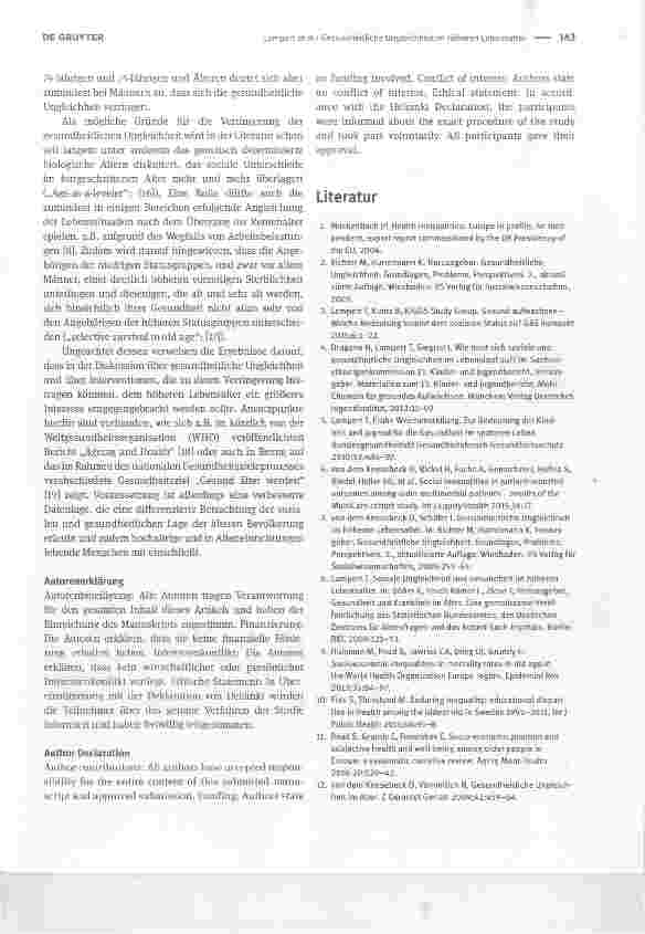 Vorschauseite 4: Gesundheitliche Ungleichheit im höheren Lebensalter