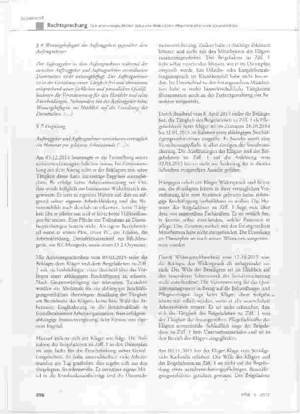 Vorschauseite 2: Zum versicherungsrechtlichen Status einer freiberuflichenPflegefachkraft in einem Seniorenzentrum