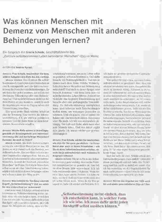 Vorschauseite 1: Was können Menschen mit Demenz von Menschen mit anderen Behinderungen lernen?