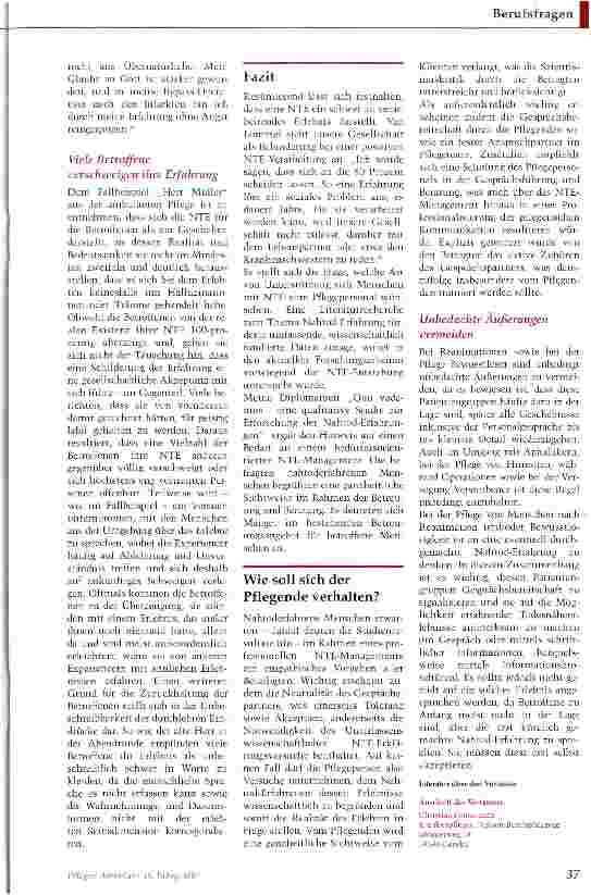 Vorschauseite 3: Patienten im Nahtod Erfahrungen benötigen besondere Zuwendungen