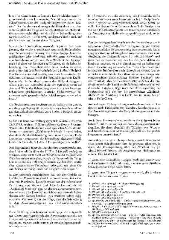 Vorschauseite 2: Photoepilation mit Laserund IPL-Geräten — kosmetische Behandlung oder Ausübung von Heilkunde?