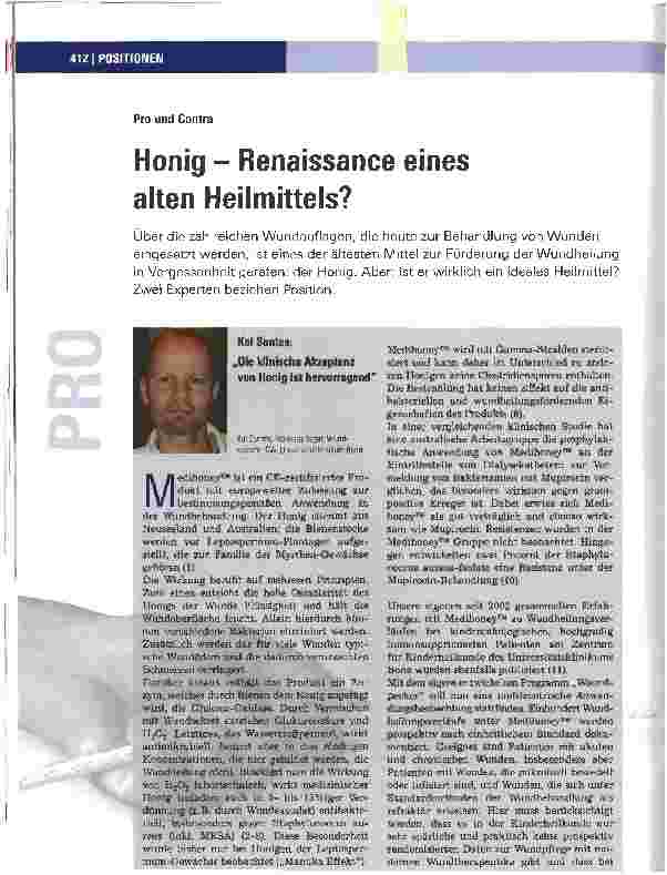 Vorschauseite 1: Honig - Renaissance eines alten Heilmittels?