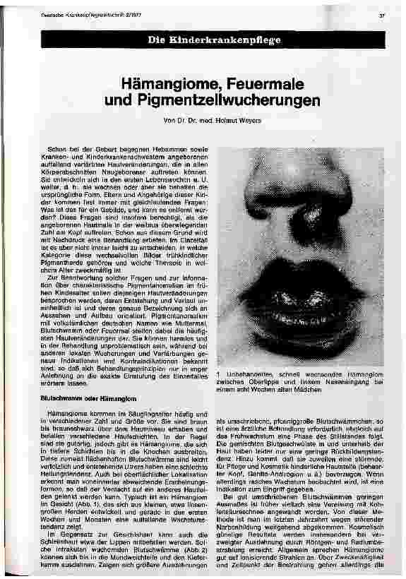 Vorschauseite 1: Hämangiome, Feuermale und Pigmentzellwucherungen