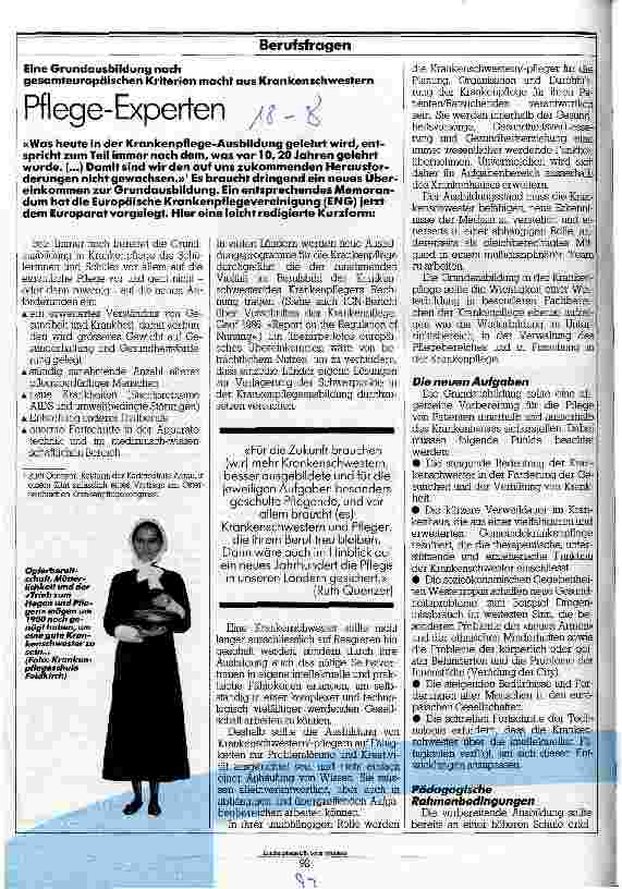 Vorschauseite 1: Pflege-Experten; Eine Grundausbildung nach gesamteuropäischen Kriterien macht aus Krankenschwestern Pflegeexperten