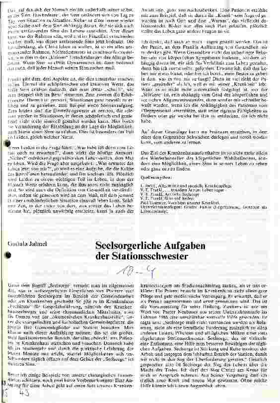 Vorschauseite 1: Seelsorgerliche Aufgaben der Stationsschwester