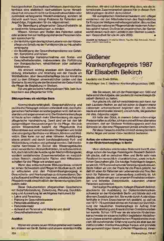 Vorschauseite 4: Krankenpflege am Scheideweg zwischen Sackgasse und neuen Wirkungsfeldern