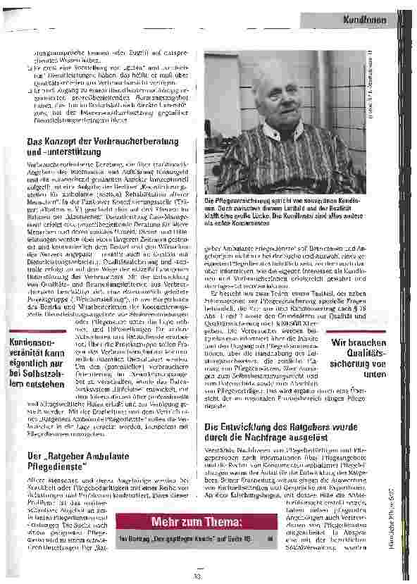 Vorschauseite 2: Qualitätssicherung von unten Verbraucherberatung und -unterstützung durch eine Koordinationsstelle