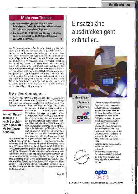 Vorschauseite 4: Die Frist läuft Ab dem 1. September ist die betriebsärztliche und sicherheitstechnische Betreuung für die ambulanten Dienste Pflicht