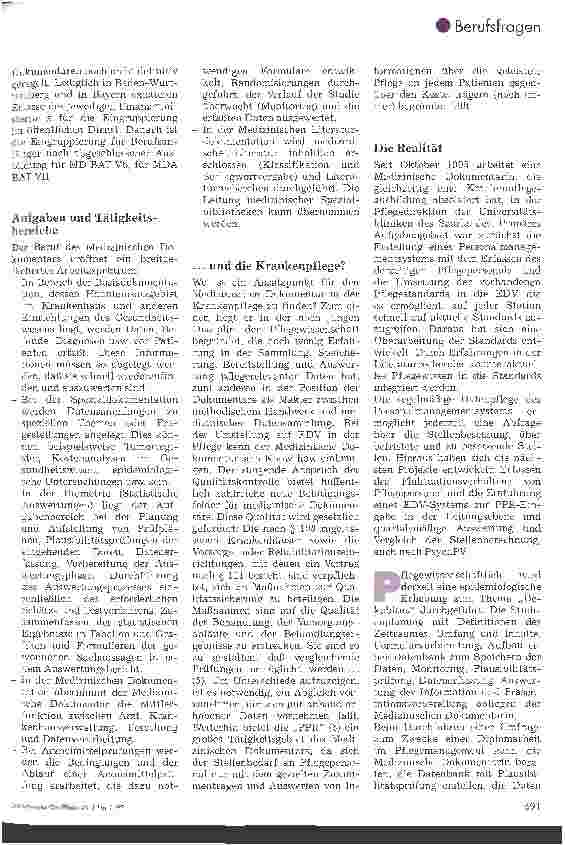 Vorschauseite 3: Kann die Krankenpflege ein Einsatzgebiet für die Medizinische Dokumentarin sein?