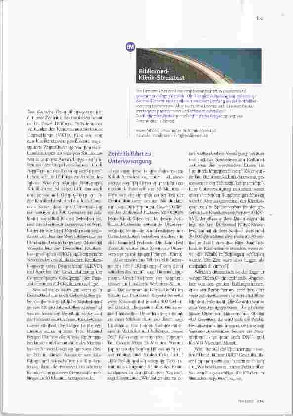 Vorschauseite 2: Bibliomed-Klinik-Stresstest Schere zwischen Theorie und Praxis