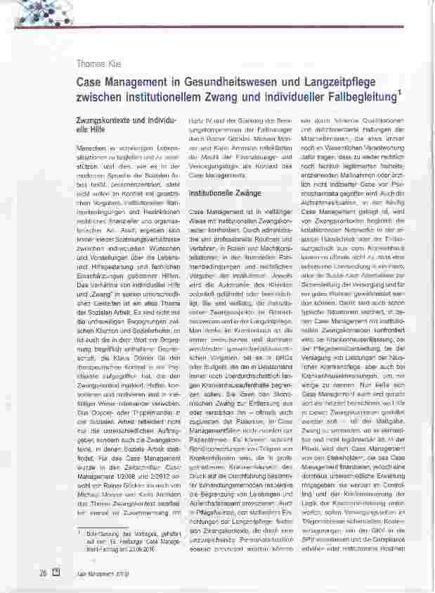 Vorschauseite 1: Case Management in Gesundheitswesen und Langzeitpflege zwischen institutionellem Zwang und individueller Fallbegleitung
