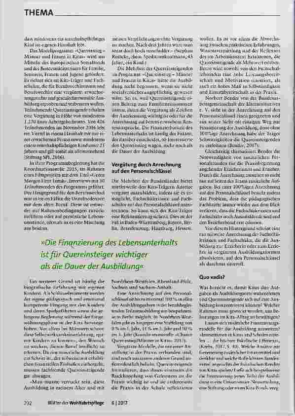 Vorschauseite 2: Chance Quereinstieg Die vergütete Ausbildung ist ein Weg, mehr Fachkräfte für Soziales zu gewinnen