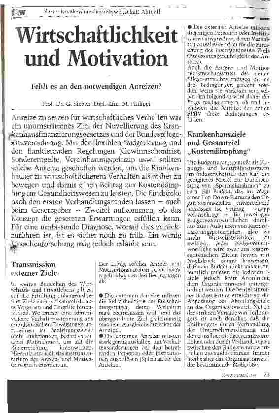 Vorschauseite 1: Wirtschaftlichkeit und Motivation Fehlt es an den notwendigen Anreizen?