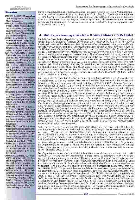 Vorschauseite 4: Die Expertenorganisation Krankenhaus im Wandel