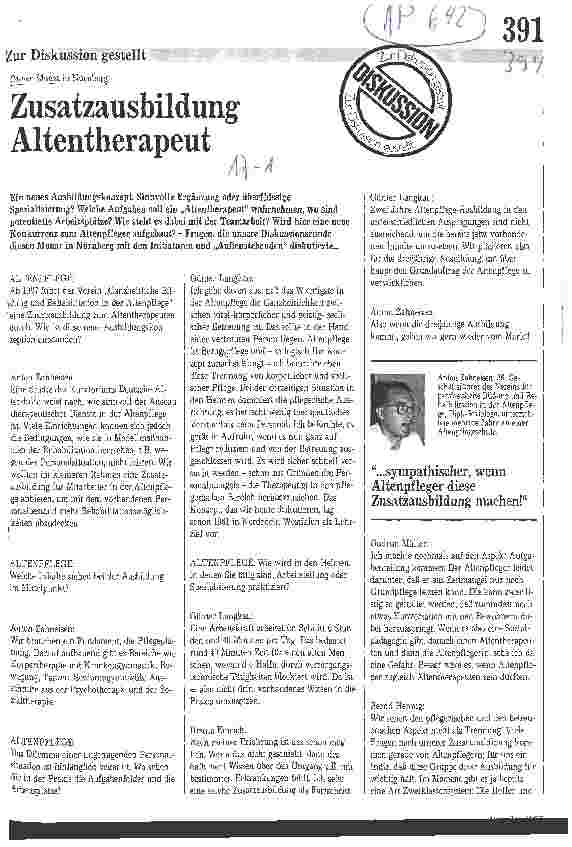 Vorschauseite 1: Zusatzausbildung Altentherapeut
