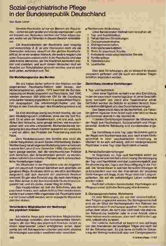 Vorschauseite 1: Sozial-psychiatrische Pflege in der BRD