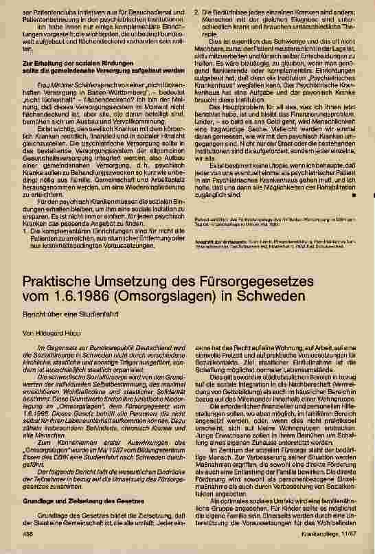 Vorschauseite 3: Sozial-psychiatrische Pflege in der BRD