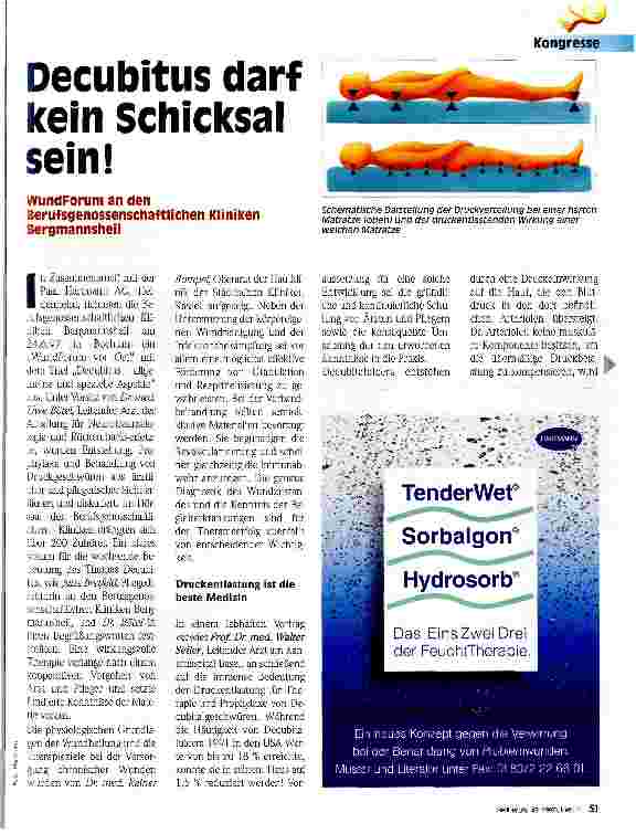 Vorschauseite 1: Decubitus darf kein Schicksal sein! WundForum an den Berufsgenossenschaftlichen Kliniken Bergamnnsheil