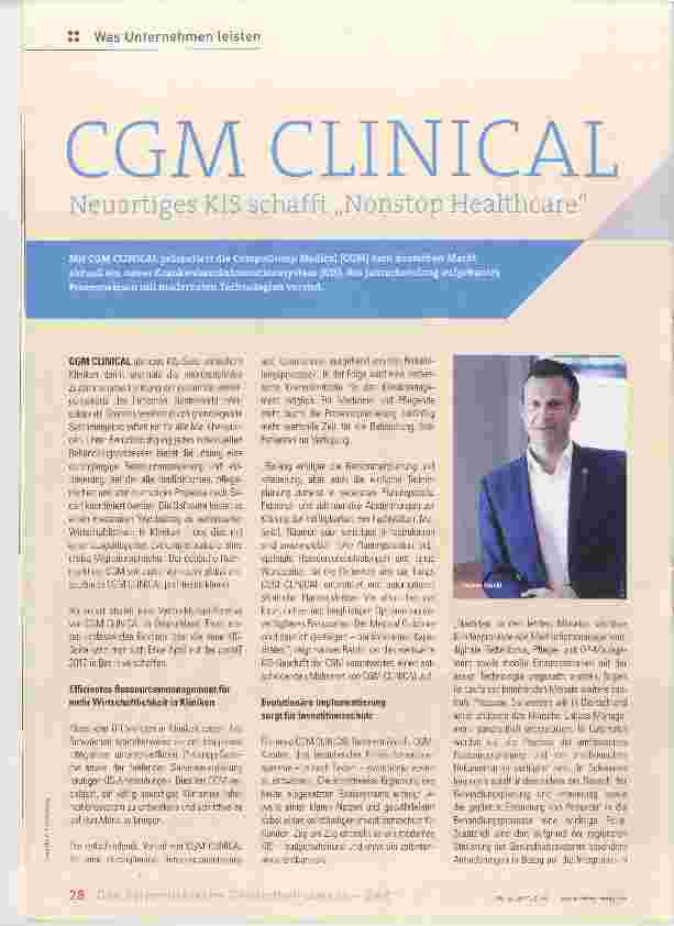 Vorschauseite 1: CGM CLINICAL Neuartiges KIS schafft „Nonstop Healthcare