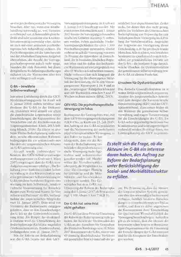 Vorschauseite 2: Reform der psychotherapeutischen Bedarfsplanung