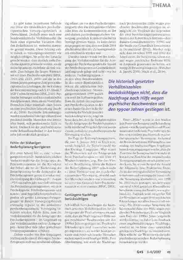 Vorschauseite 6: Reform der psychotherapeutischen Bedarfsplanung