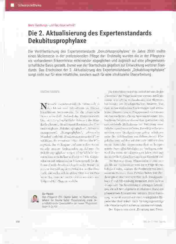 Vorschauseite 1: Die 2. Aktualisierung des Expertenstandards Dekubitusprophylaxe