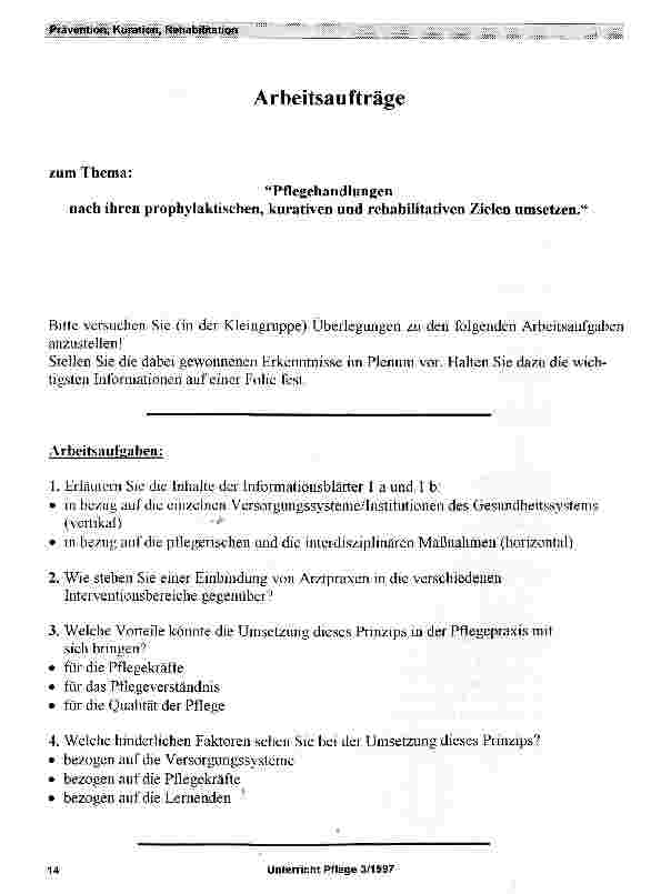 Vorschauseite 6: Prävention, Kuration und Rehabilitation - wichtige Strukturgedanken für die Pflege