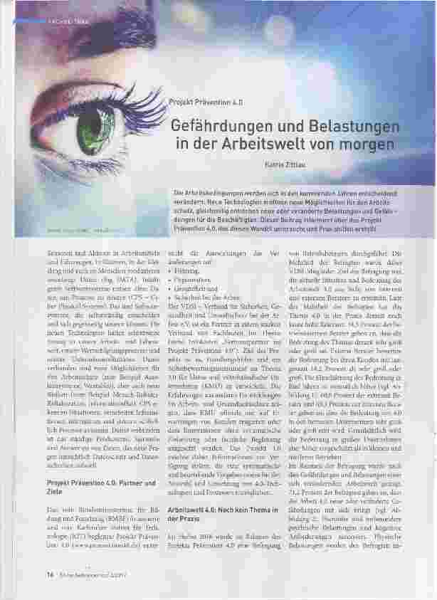 Vorschauseite 1: Gefährdungen und Belastungen in der Arbeitswelt von morgen