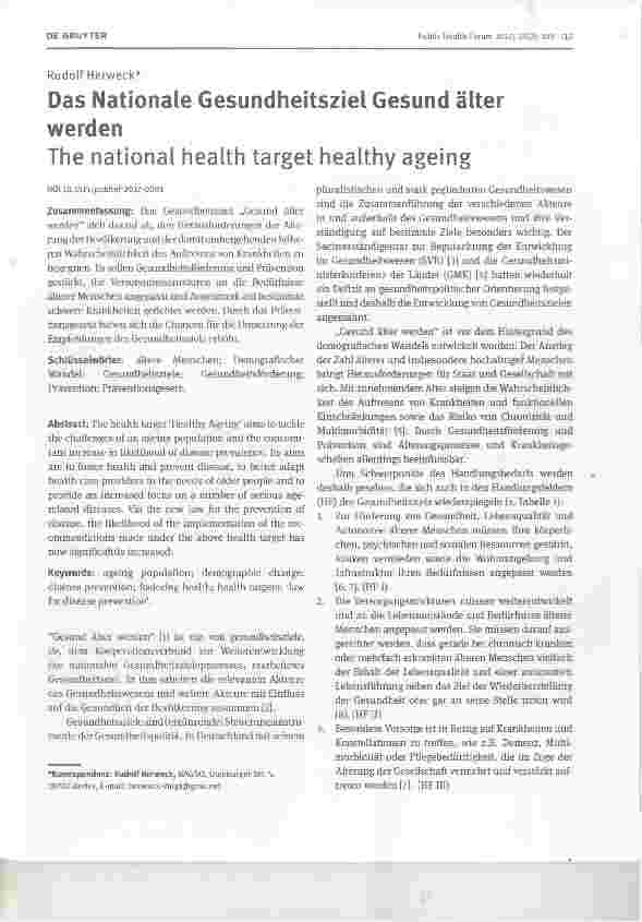 Vorschauseite 1: Das Nationale Gesundheitsziel Gesund älter werden